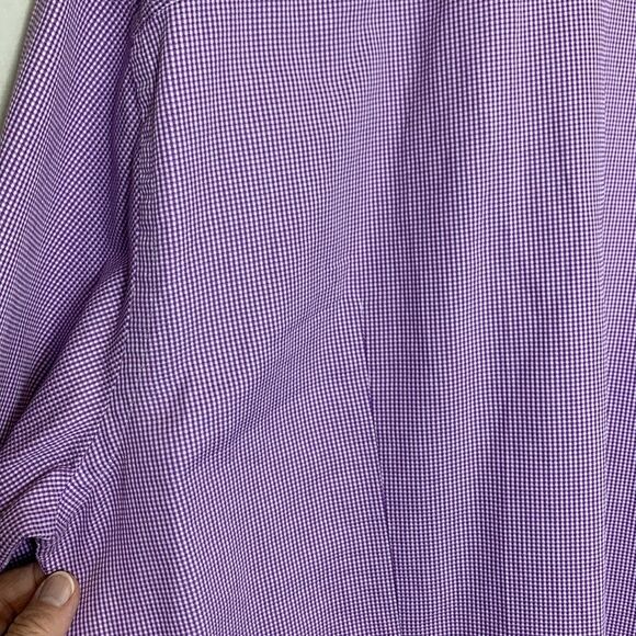 Boss Hugo Boss Lavender White Mini Gingham Check LS Sharp Fit Dress Shirt 17.5/R - Picture 9 of 12